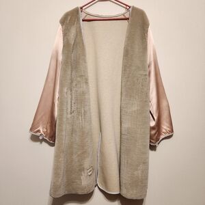 Misty Harbor Faux Fur and Pink Satin Long Line Coat